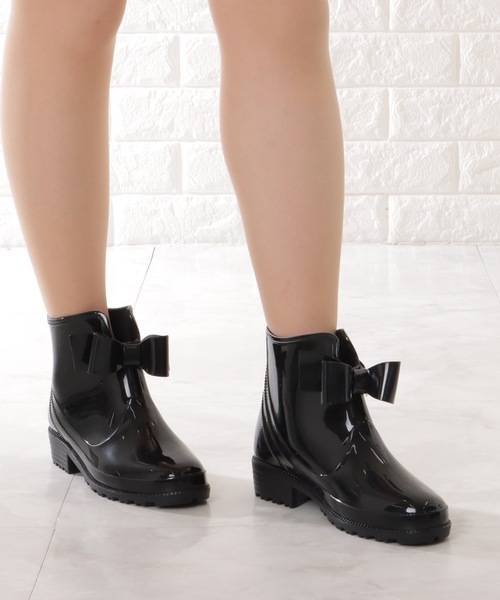HARDY AMIES エナメル ブラック ドレスシューズ リボン付き サンエープラスフェミニン AAA+ feminine 厚底タンクソール