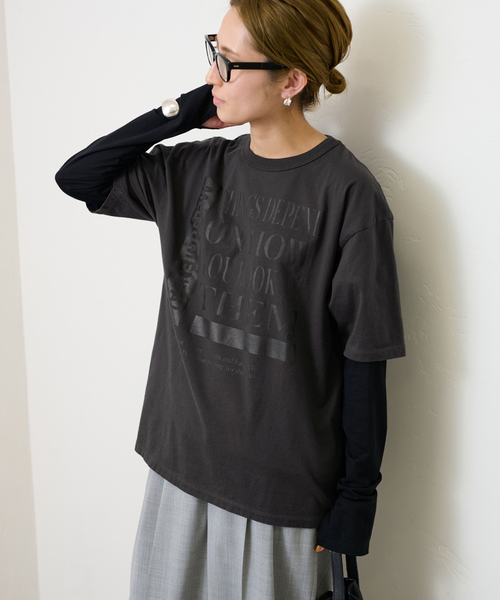 FRAMeWORK(フレームワーク)の「PRINT TEE(Tシャツ/カットソー・レディース・チャコールグレー/ベージュ/ホワイト・FREE)」の11枚目の写真