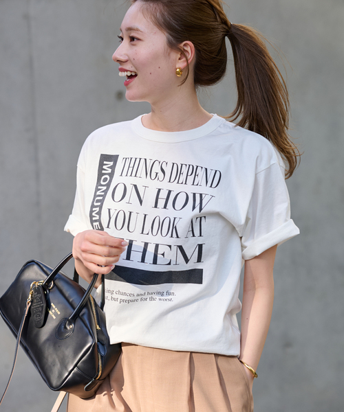 FRAMeWORK(フレームワーク)の「PRINT TEE(Tシャツ/カットソー・レディース・チャコールグレー/ベージュ/ホワイト・FREE)」の18枚目の写真
