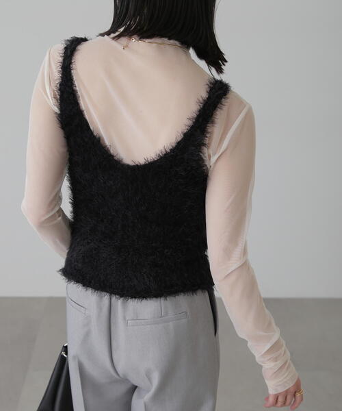 FREE'S MART（フリーズマート）の「◆フェザーニットタンクトップ（ベスト・レディース・ブラック/ホワイト/オレンジ・FREE）」の5枚目の写真