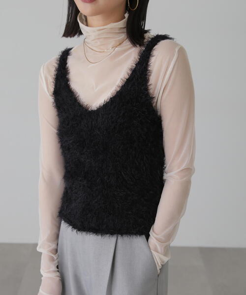 FREE'S MART（フリーズマート）の「◆フェザーニットタンクトップ（ベスト・レディース・ブラック/ホワイト/オレンジ・FREE）」の9枚目の写真