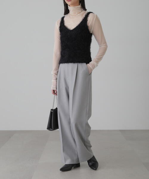 FREE'S MART（フリーズマート）の「◆フェザーニットタンクトップ（ベスト・レディース・ブラック/ホワイト/オレンジ・FREE）」の6枚目の写真