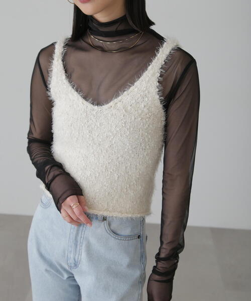 FREE'S MART（フリーズマート）の「◆フェザーニットタンクトップ（ベスト・レディース・ブラック/ホワイト/オレンジ・FREE）」の14枚目の写真