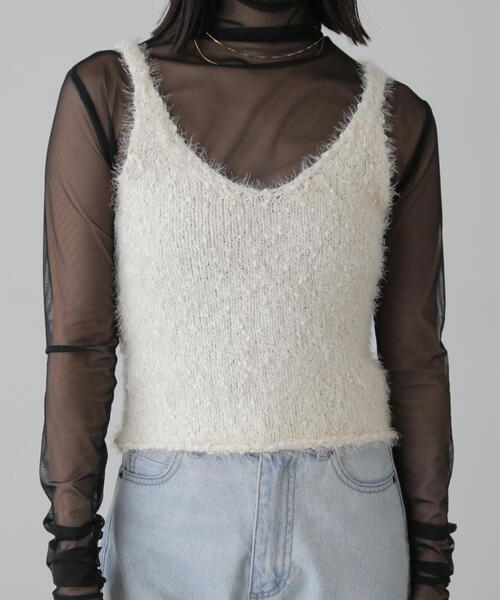 FREE'S MART（フリーズマート）の「◆フェザーニットタンクトップ（ベスト・レディース・ブラック/ホワイト/オレンジ・FREE）」の18枚目の写真