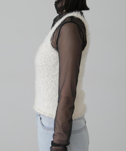 FREE'S MART（フリーズマート）の「◆フェザーニットタンクトップ（ベスト・レディース・ブラック/ホワイト/オレンジ・FREE）」の16枚目の写真