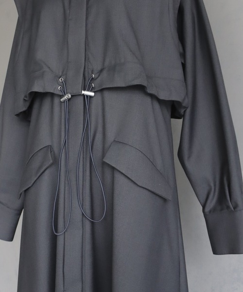 &g'aime（アンジェム）の「【&g'aime】4WAYスタンドカラーツイルコート（モッズコート・レディース・ブラック/グレイッシュベージュ・FREE）」の8枚目の写真
