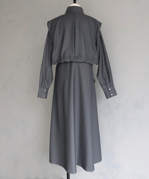 &g'aime（アンジェム）の「【&g'aime】4WAYスタンドカラーツイルコート（モッズコート・レディース・ブラック/グレイッシュベージュ・FREE）」の7枚目の写真