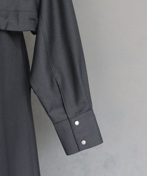 &g'aime（アンジェム）の「【&g'aime】4WAYスタンドカラーツイルコート（モッズコート・レディース・ブラック/グレイッシュベージュ・FREE）」の6枚目の写真