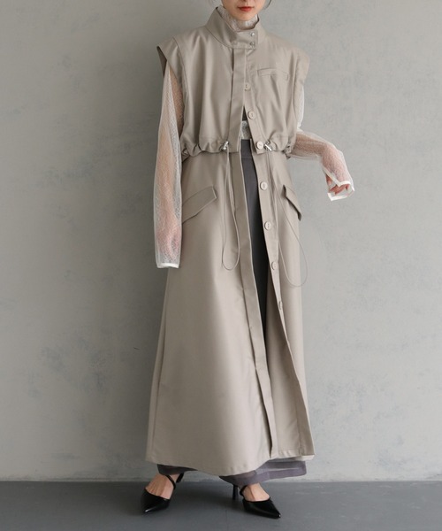 &g'aime（アンジェム）の「【&g'aime】4WAYスタンドカラーツイルコート（モッズコート・レディース・ブラック/グレイッシュベージュ・FREE）」の19枚目の写真