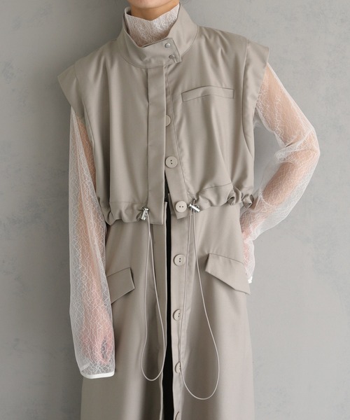 &g'aime（アンジェム）の「【&g'aime】4WAYスタンドカラーツイルコート（モッズコート・レディース・ブラック/グレイッシュベージュ・FREE）」の21枚目の写真