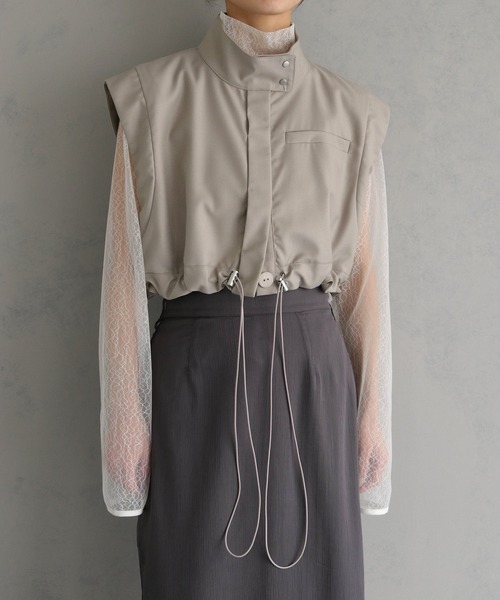 &g'aime（アンジェム）の「【&g'aime】4WAYスタンドカラーツイルコート（モッズコート・レディース・ブラック/グレイッシュベージュ・FREE）」の15枚目の写真