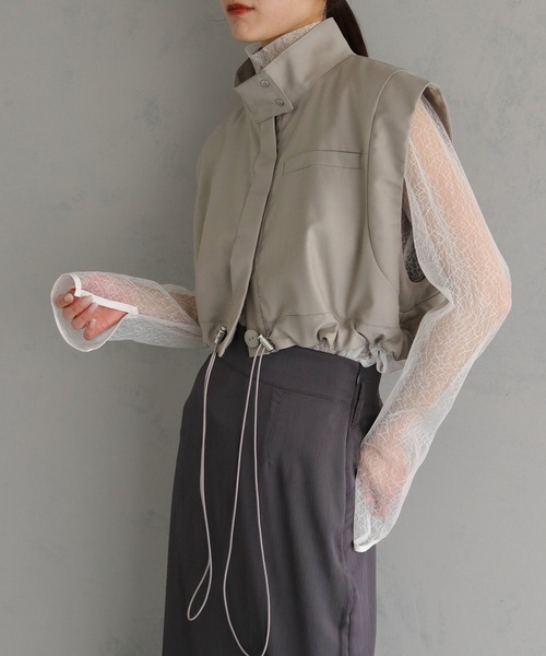 &g'aime（アンジェム）の「【&g'aime】4WAYスタンドカラーツイルコート（モッズコート・レディース・ブラック/グレイッシュベージュ・FREE）」の14枚目の写真