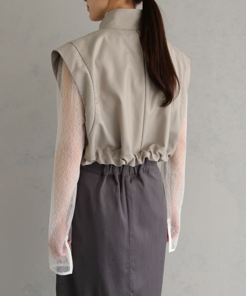 &g'aime（アンジェム）の「【&g'aime】4WAYスタンドカラーツイルコート（モッズコート・レディース・ブラック/グレイッシュベージュ・FREE）」の11枚目の写真