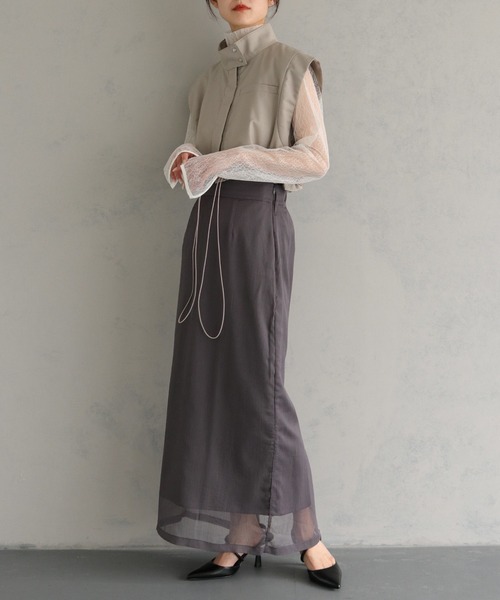 &g'aime（アンジェム）の「【&g'aime】4WAYスタンドカラーツイルコート（モッズコート・レディース・ブラック/グレイッシュベージュ・FREE）」の13枚目の写真