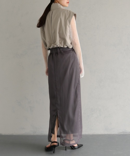 &g'aime（アンジェム）の「【&g'aime】4WAYスタンドカラーツイルコート（モッズコート・レディース・ブラック/グレイッシュベージュ・FREE）」の12枚目の写真