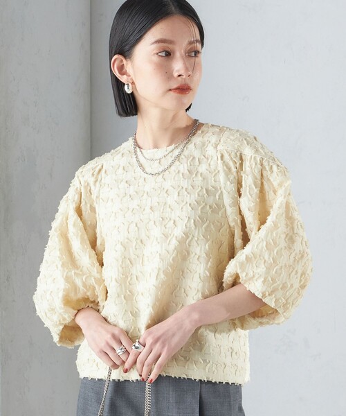 SHIPS(シップス)の「〈手洗い可能〉ジオメタリック カット ジャカード ブラウス 24SS ◇(シャツ/ブラウス・レディース・クリーム/ホワイト/ブラック・ONE SIZE)」の18枚目の写真