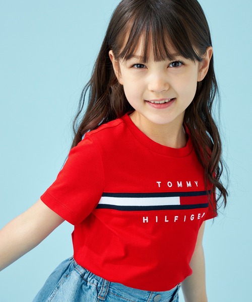 TOMMY HILFIGER（トミーヒルフィガー）の「【90～165cm展開】フラッグリブインサートTシャツ（Tシャツ/カットソー・キッズ・グレー/ベージュ/ネイビー/レッド/ホワイト/ピンク・140cm/150cm/160cm/160-165cm/100cm/110cm/120cm/130cm/90cm/80ｃｍ/70cm）」の15枚目の写真