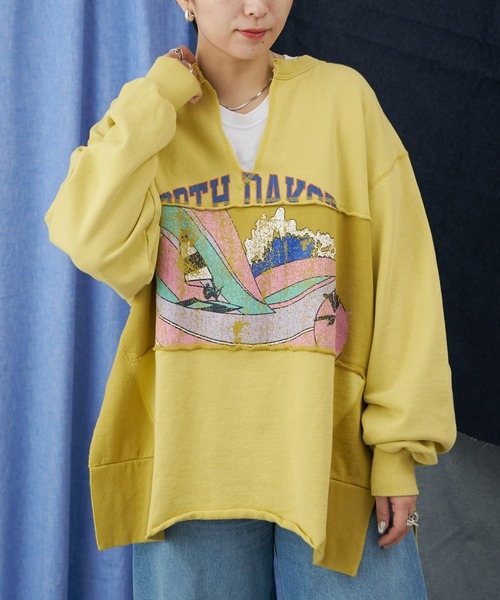 etsinta(エシンタ)の「【etsinta/エシンタ】切替スキッパースウェット(スウェット・レディース・イエロー/ライトグレー・ONE SIZE)」の14枚目の写真