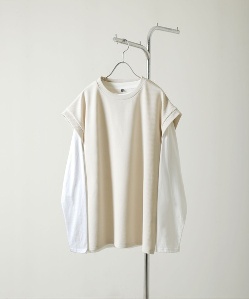 ZIP FIVE（ジップファイブ）の「ジャガード ベスト + ロンT セット レイヤード アンサンブル（Tシャツ/カットソー・メンズ・ベージュ/ブラック/グレー・MEDIUM/LARGE/X-LARGE）」の3枚目の写真