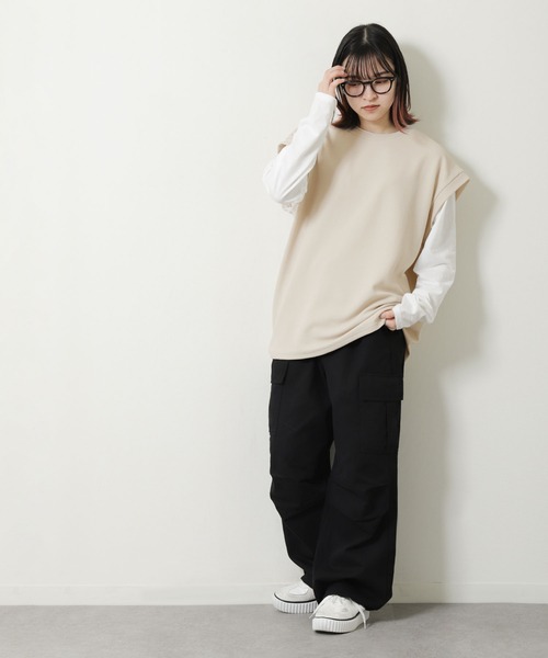 ZIP FIVE（ジップファイブ）の「ジャガード ベスト + ロンT セット レイヤード アンサンブル（Tシャツ/カットソー・メンズ・ベージュ/ブラック/グレー・MEDIUM/LARGE/X-LARGE）」の8枚目の写真