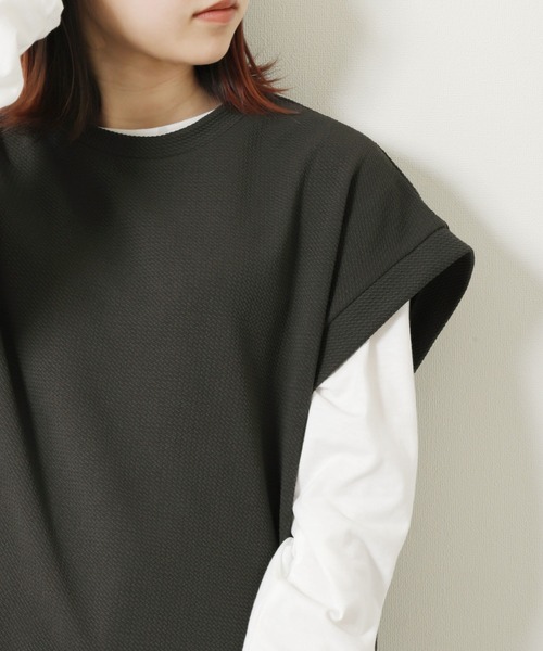 ZIP FIVE（ジップファイブ）の「ジャガード ベスト + ロンT セット レイヤード アンサンブル（Tシャツ/カットソー・メンズ・ベージュ/ブラック/グレー・MEDIUM/LARGE/X-LARGE）」の5枚目の写真