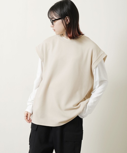 ZIP FIVE（ジップファイブ）の「ジャガード ベスト + ロンT セット レイヤード アンサンブル（Tシャツ/カットソー・メンズ・ベージュ/ブラック/グレー・MEDIUM/LARGE/X-LARGE）」の22枚目の写真