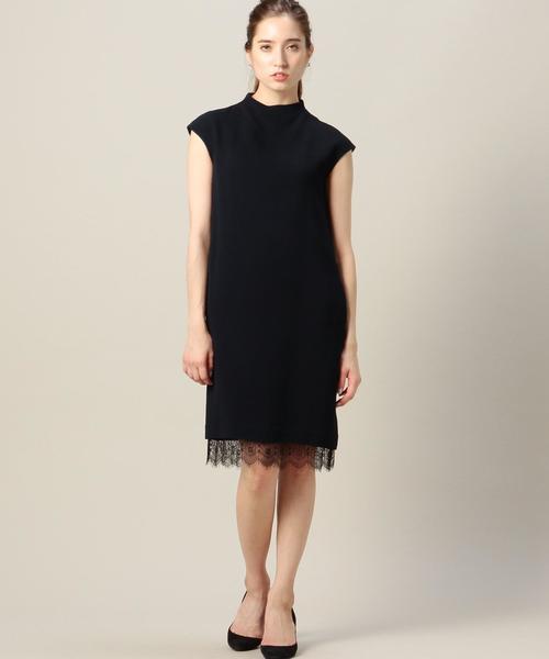 ☆ BEAUTY&YOUTH ボトルネック ヘムレース ドレス ワンピース　M ☆ BEAUTY&YOUTH ボトルネック ヘムレース ドレス ワンピースM
