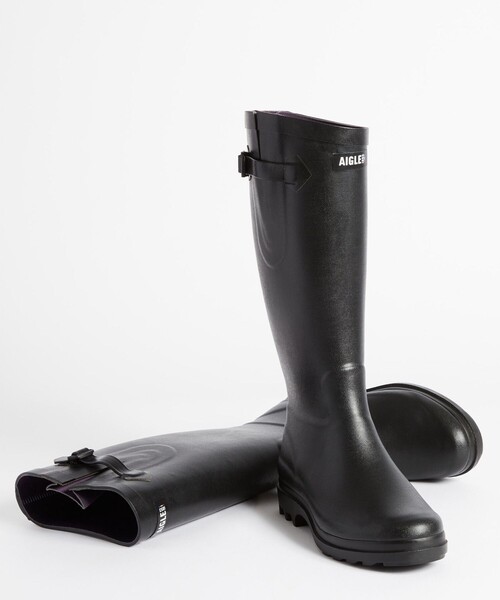 AIGLE(エーグル)の「防水 エーグランティーヌ2 ラバー ロングブーツ(レインシューズ・レディース・ブラック/ライトベージュ・36/35/38/37/40/39/41)」の8枚目の写真