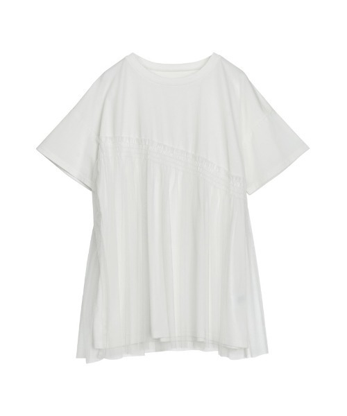 Re:EDIT(リエディ)の「チュールドッキングビスチェライクベアデザインTシャツ(Tシャツ/カットソー・レディース・ブラック/ホワイト×ホワイト/ホワイト×ブラック・MEDIUM/LARGE)」の19枚目の写真