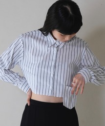【ZOZO限定】クロップド ストライプ シャツ