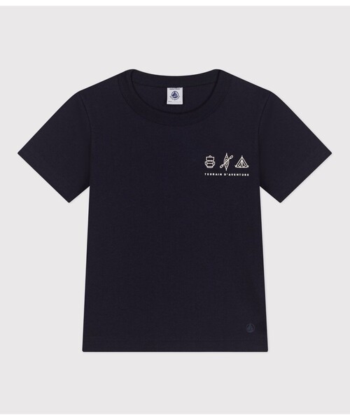 PETIT BATEAU(プチバトー)の「プリント半袖Tシャツ(Tシャツ/カットソー・キッズ・ホワイト/ネイビー/ブルー系その他・10YEAR/12YEAR/8YEAR/6YEAR)」の1枚目の写真