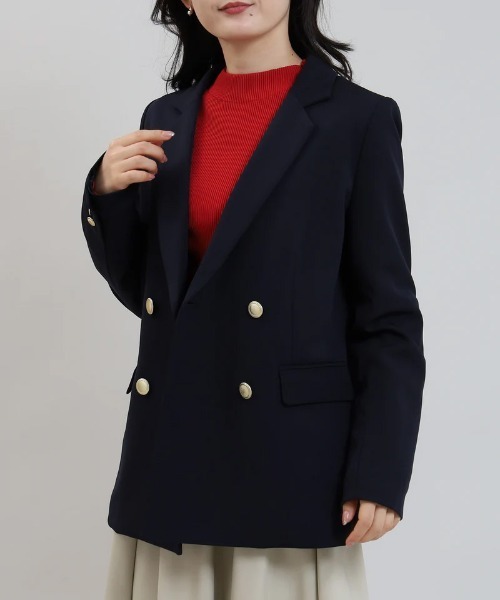 TRUDEA（トルディア）の「ダブルクロス ダブル釦ジャケット（テーラードジャケット・レディース・ネイビー/ライトグレー/ブラック・SMALL/MEDIUM/LARGE/X-LARGE）」の3枚目の写真
