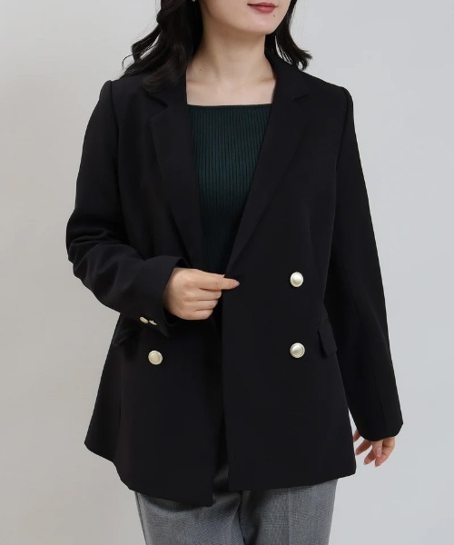 TRUDEA（トルディア）の「ダブルクロス ダブル釦ジャケット（テーラードジャケット・レディース・ネイビー/ライトグレー/ブラック・SMALL/MEDIUM/LARGE/X-LARGE）」の2枚目の写真