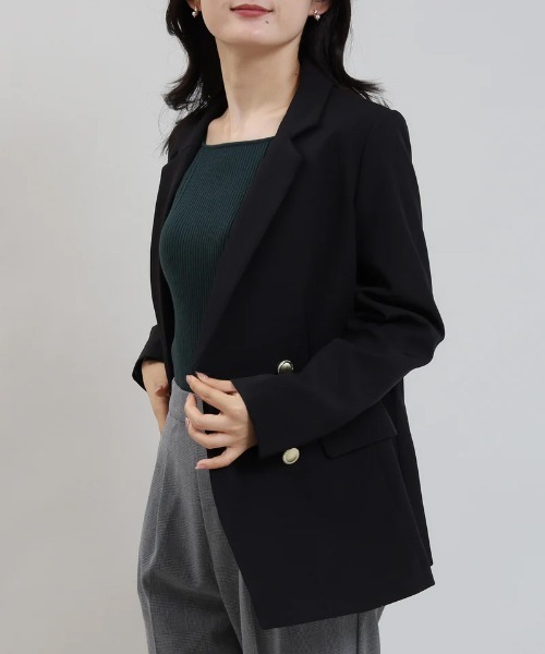 TRUDEA（トルディア）の「ダブルクロス ダブル釦ジャケット（テーラードジャケット・レディース・ネイビー/ライトグレー/ブラック・SMALL/MEDIUM/LARGE/X-LARGE）」の6枚目の写真