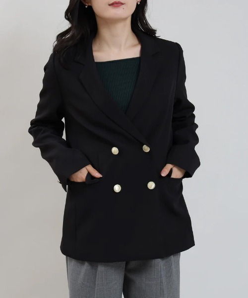 TRUDEA（トルディア）の「ダブルクロス ダブル釦ジャケット（テーラードジャケット・レディース・ネイビー/ライトグレー/ブラック・SMALL/MEDIUM/LARGE/X-LARGE）」の7枚目の写真