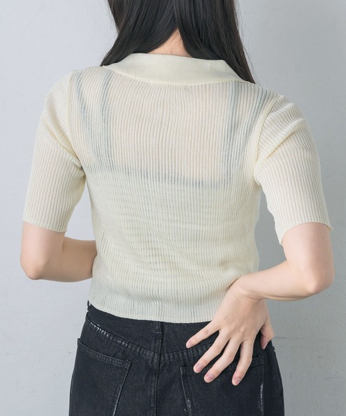 RETRO GIRL(レトロガール)の「5分袖ZIPカーデ(ニット/セーター・レディース・オレンジ/ブラック/ナチュラル/ブルー・FREE)」の8枚目の写真