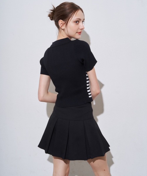 MOCOA'S(モコアズ)の「襟付きボーダークロップドトップス(Tシャツ/カットソー・レディース・ナチュラル/ブラック・FREE)」の19枚目の写真