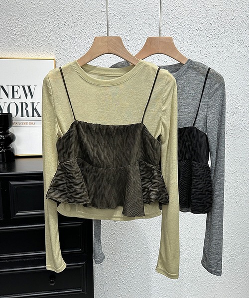 MAISON DE THERESE(メゾン ド テレーズ)の「TOPS Tシャツ&キャミソール2点セット(キャミソール・レディース・グレー/ホワイト/グリーン・M)」の12枚目の写真
