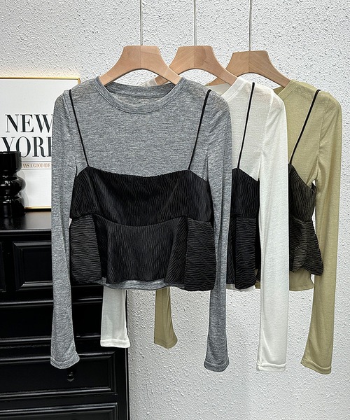 MAISON DE THERESE(メゾン ド テレーズ)の「TOPS Tシャツ&キャミソール2点セット(キャミソール・レディース・グレー/ホワイト/グリーン・M)」の15枚目の写真