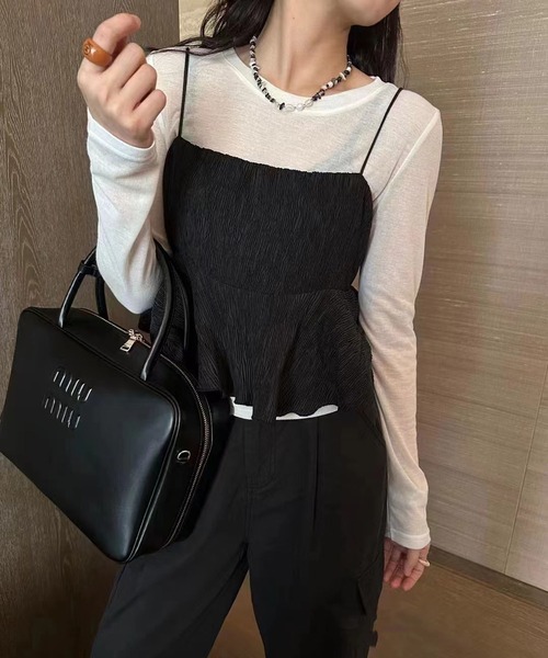 MAISON DE THERESE(メゾン ド テレーズ)の「TOPS Tシャツ&キャミソール2点セット(キャミソール・レディース・グレー/ホワイト/グリーン・M)」の5枚目の写真
