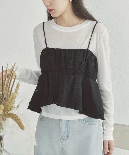 MAISON DE THERESE(メゾン ド テレーズ)の「TOPS Tシャツ&キャミソール2点セット(キャミソール・レディース・グレー/ホワイト/グリーン・M)」の8枚目の写真
