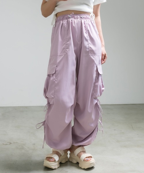 【新品】OLIVE des OLIVE ダブルリボンカーゴパンツ　ピンク OLIVE des OLIVE（オリーブデオリーブ）の「ダブルリボンカーゴ