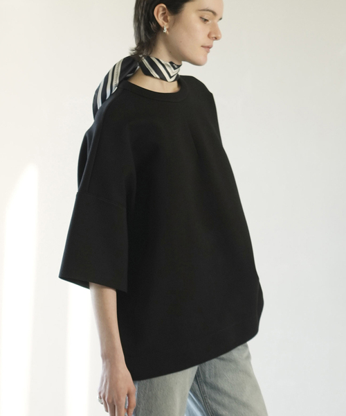 CLANE（クラネ）の「【CLANE/クラネ】 BULKY LINE HALF SLEEVE TOPS 16105-1262（Tシャツ/カットソー・レディース・ブラック/ホワイト・MEDIUM）」の4枚目の写真