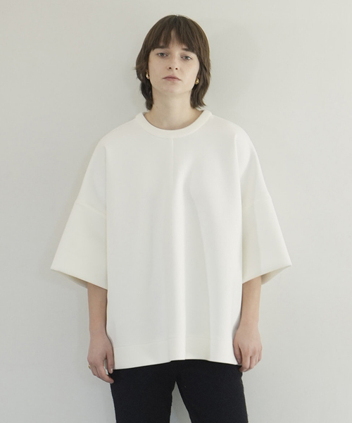 CLANE（クラネ）の「【CLANE/クラネ】 BULKY LINE HALF SLEEVE TOPS 16105-1262（Tシャツ/カットソー・レディース・ブラック/ホワイト・MEDIUM）」の6枚目の写真