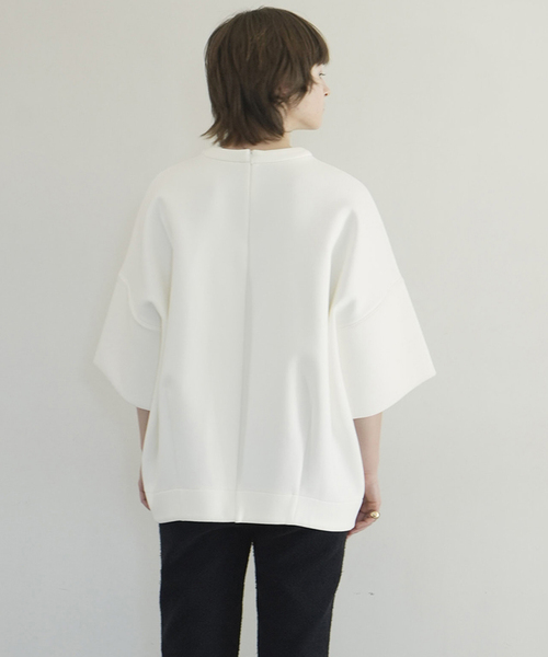 CLANE（クラネ）の「【CLANE/クラネ】 BULKY LINE HALF SLEEVE TOPS 16105-1262（Tシャツ/カットソー・レディース・ブラック/ホワイト・MEDIUM）」の9枚目の写真