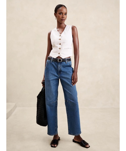 BANANA REPUBLIC FACTORY STORE（バナナリパブリック ファクトリーストア）の「BANANA REPUBLIC FACTORY STORE　　ミッドライズ バレル ジーンズ（デニムパンツ・レディース・インディゴブルー・27/26/25/24/28）」の5枚目の写真