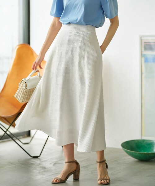 【セール】ステッチストライプドビー フレアスカート（スカート）｜組曲（クミキョク）