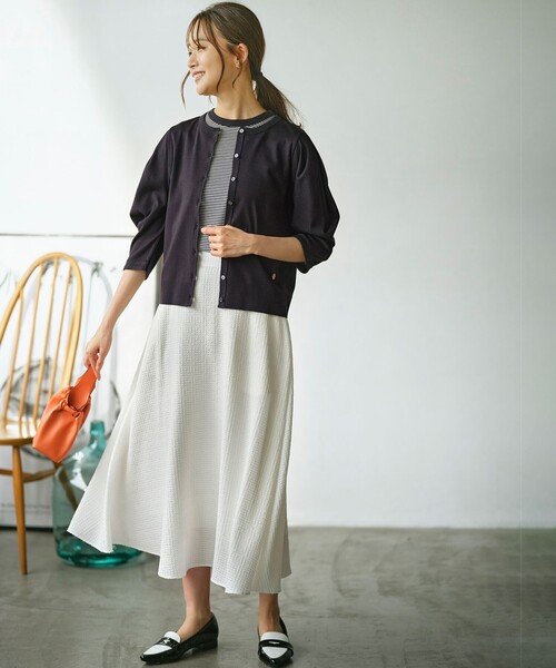 【セール】ステッチストライプドビー フレアスカート（スカート）｜組曲（クミキョク）