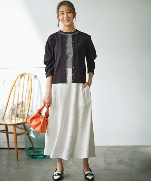 【セール】ステッチストライプドビー フレアスカート（スカート）｜組曲（クミキョク）