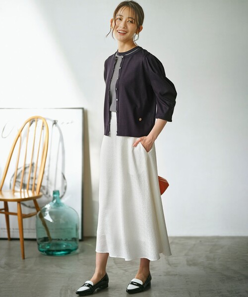 【セール】ステッチストライプドビー フレアスカート（スカート）｜組曲（クミキョク）
